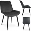 Scaun bucatarie/living, catifea, metal, negru, 54x61x83 cm, Viva