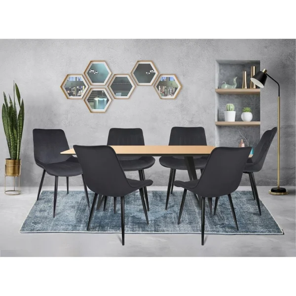 Scaun bucatarie/living, catifea, metal, negru, 54x61x83 cm, Viva