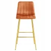 Set 2 scaune de bucatarie/bar, Artool, Pozza, catifea portocaliu cupru, picioare metal auriu, 43x49x102 cm
