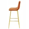 Set 2 scaune de bucatarie/bar, Artool, Pozza, catifea portocaliu cupru, picioare metal auriu, 43x49x102 cm