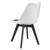 Set 4 scaune bucatarie/living, Artool, Mark, PP alb, picioare negre, perna piele ecologica neagra, 49x43x82 cm