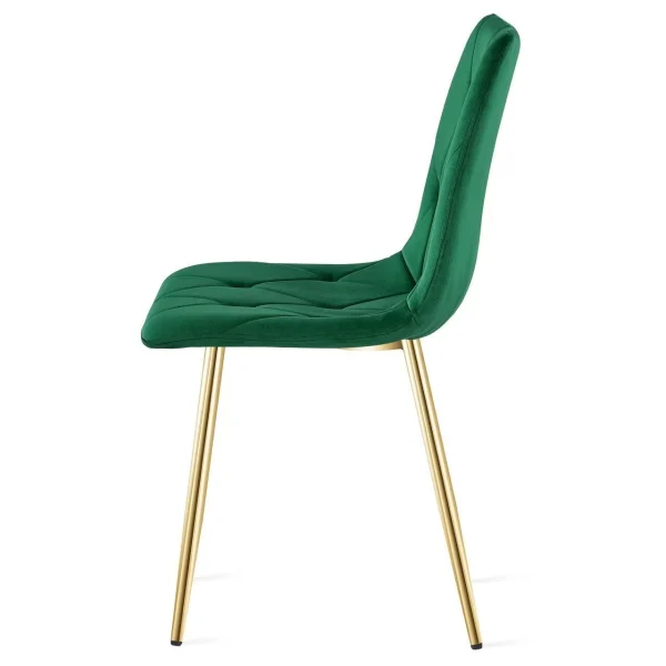 Set 4 scaune bucatarie/living, Artool, Libra, catifea verde, picioare metal auriu, 45x54x86.5 cm