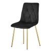 Set 4 scaune bucatarie/living, Artool, Libra, catifea neagra, picioare metal auriu, 45x54x86.5 cm