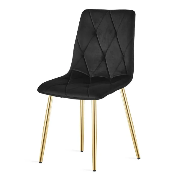 Set 4 scaune bucatarie/living, Artool, Libra, catifea neagra, picioare metal auriu, 45x54x86.5 cm