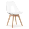 Set 4 scaune bucatarie/living, Artool, Mark, PP transparent, picioare lemn natur, 49x42x82.5 cm