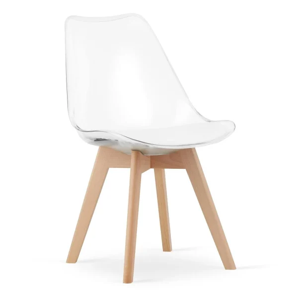 Set 4 scaune bucatarie/living, Artool, Mark, PP transparent, picioare lemn natur, 49x42x82.5 cm