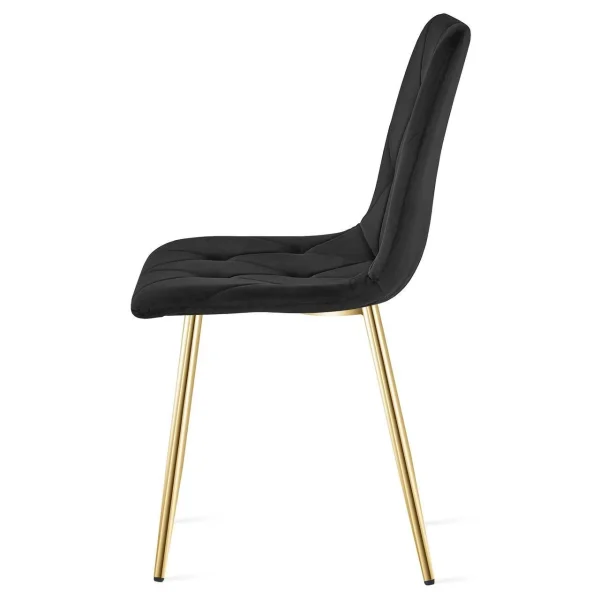 Set 4 scaune bucatarie/living, Artool, Libra, catifea neagra, picioare metal auriu, 45x54x86.5 cm