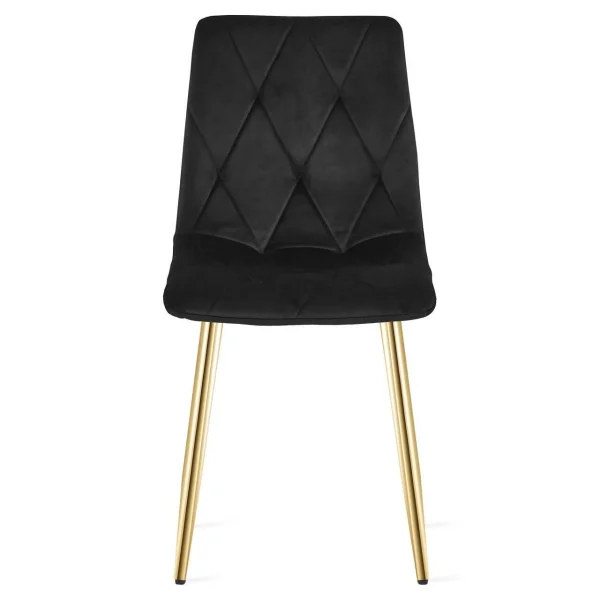 Set 4 scaune bucatarie/living, Artool, Libra, catifea neagra, picioare metal auriu, 45x54x86.5 cm