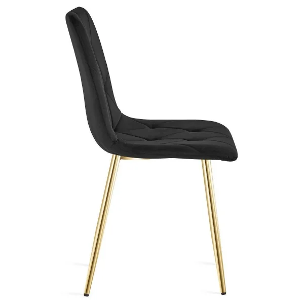Set 4 scaune bucatarie/living, Artool, Libra, catifea neagra, picioare metal auriu, 45x54x86.5 cm