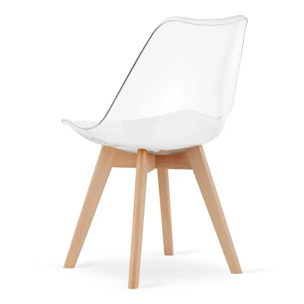 Set 4 scaune bucatarie/living, Artool, Mark, PP transparent, picioare lemn natur, 49x42x82.5 cm