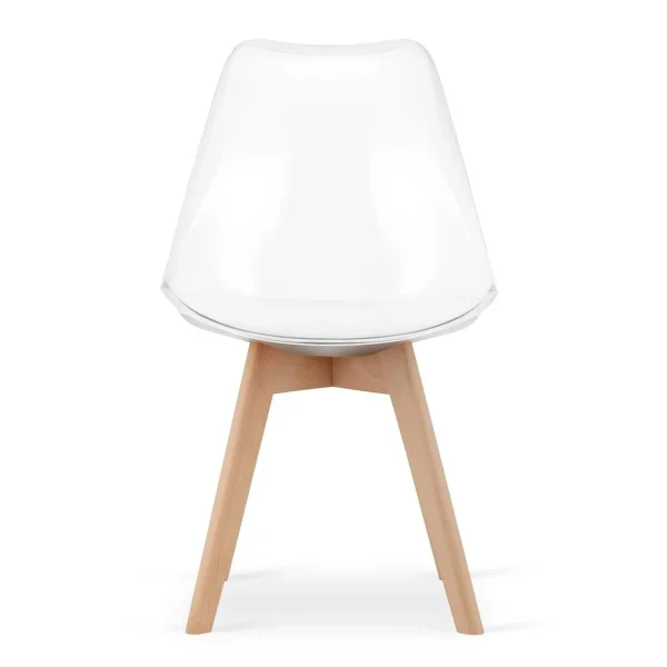 Set 4 scaune bucatarie/living, Artool, Mark, PP transparent, picioare lemn natur, 49x42x82.5 cm