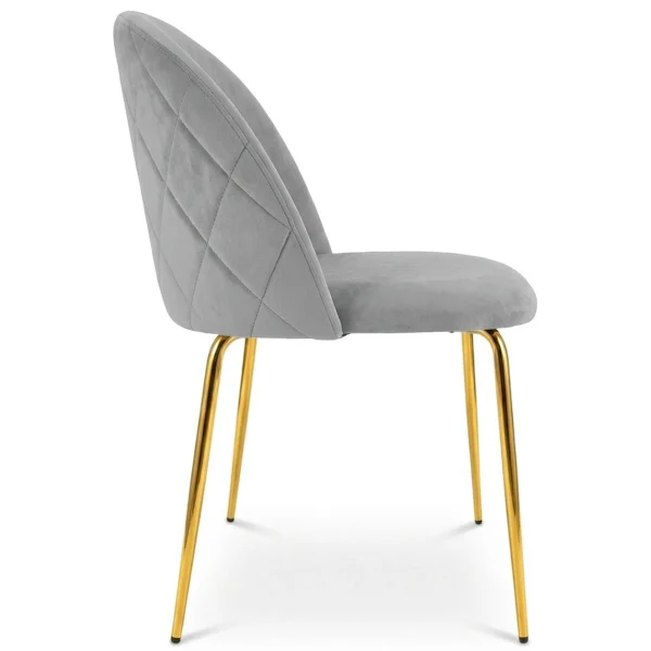 Set 4 scaune bucatarie/living, Artool, Cieza, catifea gri deschis, picioare metal auriu, 49x60x87 cm