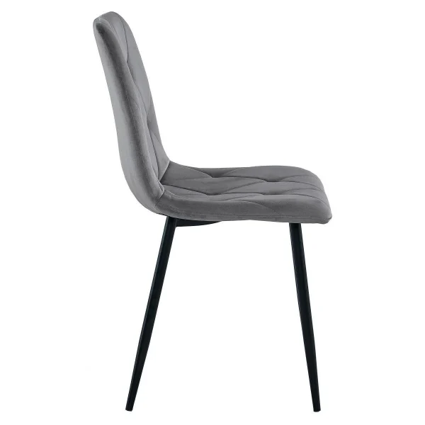 Set 4 scaune bucatarie/living, Artool, Libra, catifea gri inchis, picioare metal negru, 45x54x86.5 cm