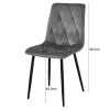 Set 4 scaune bucatarie/living, Artool, Libra, catifea gri inchis, picioare metal negru, 45x54x86.5 cm