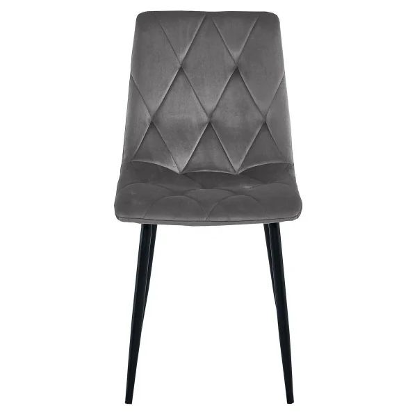 Set 4 scaune bucatarie/living, Artool, Libra, catifea gri inchis, picioare metal negru, 45x54x86.5 cm