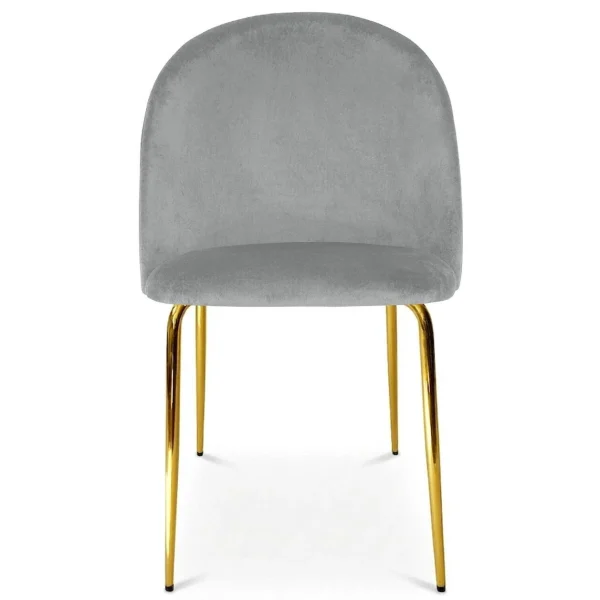Set 4 scaune bucatarie/living, Artool, Cieza, catifea gri deschis, picioare metal auriu, 49x60x87 cm