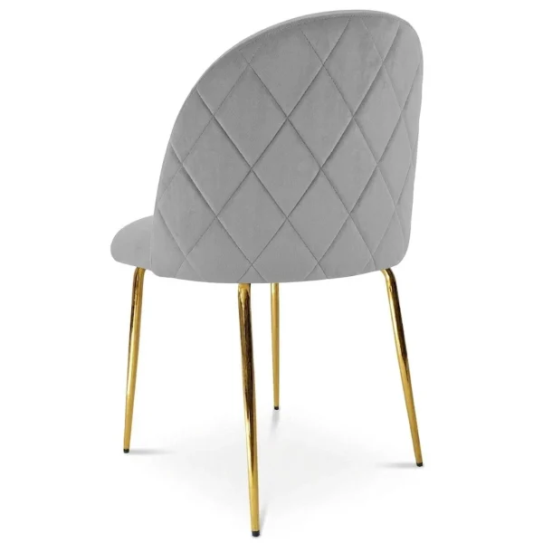 Set 4 scaune bucatarie/living, Artool, Cieza, catifea gri deschis, picioare metal auriu, 49x60x87 cm