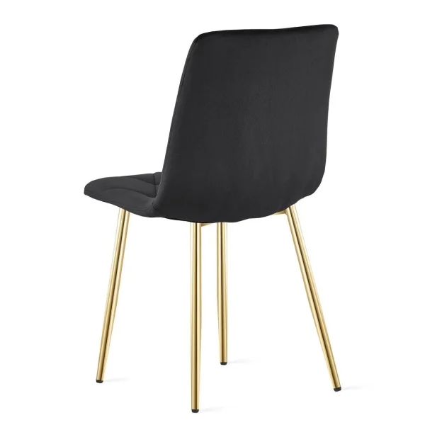 Set 4 scaune bucatarie/living, Artool, Libra, catifea neagra, picioare metal auriu, 45x54x86.5 cm