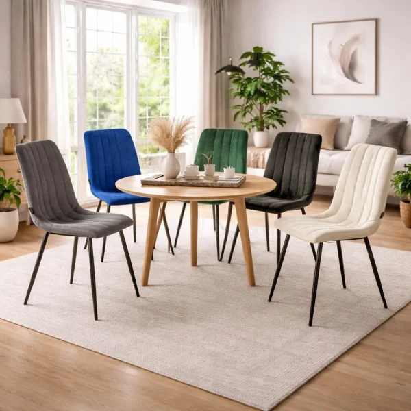 Scaun bucatarie/living, Artool, Lava, catifea bej, picioare metal negru, 43x51x90 cm
