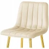 Set 2 scaune de bucatarie/bar, Artool, Pozza, catifea bej deschis, picioare metal auriu, 43x49x102 cm