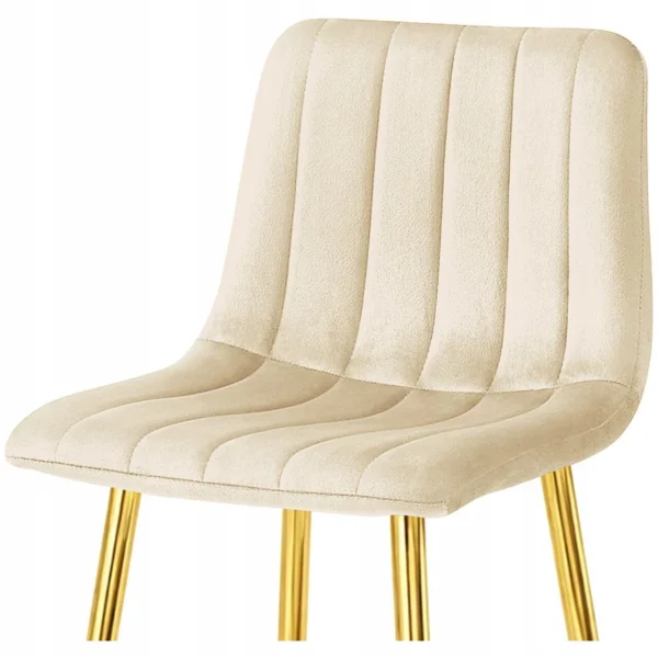 Set 2 scaune de bucatarie/bar, Artool, Pozza, catifea bej deschis, picioare metal auriu, 43x49x102 cm