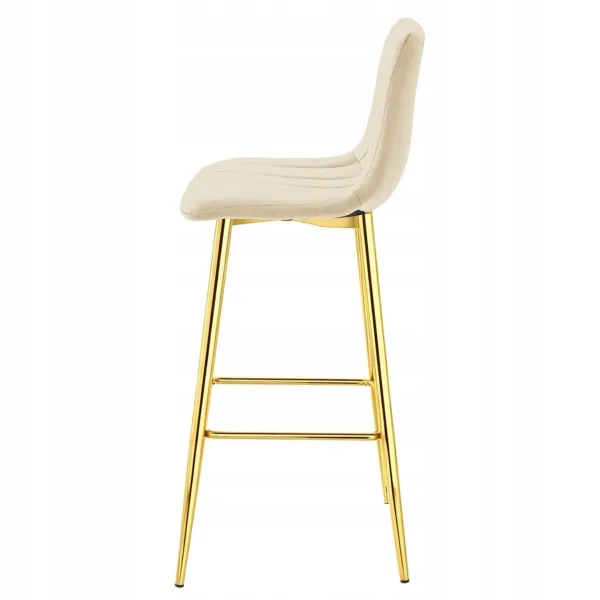Set 2 scaune de bucatarie/bar, Artool, Pozza, catifea bej deschis, picioare metal auriu, 43x49x102 cm