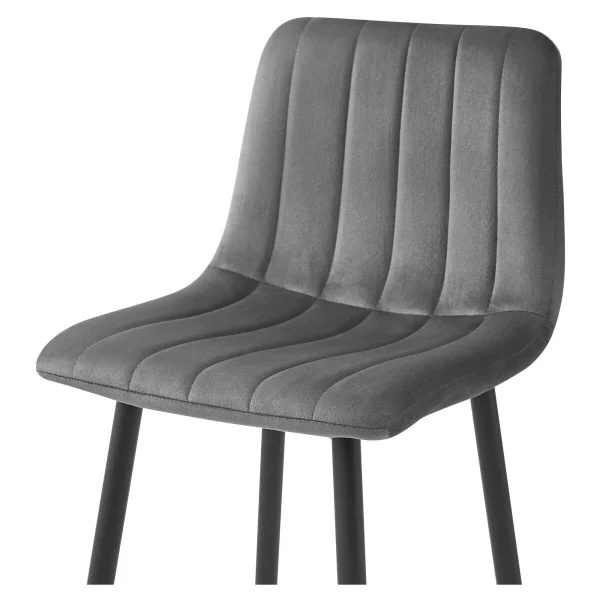 Set 2 scaune de bucatarie/bar, Artool, Pozza, catifea gri inchis, picioare metal negru, 43x35x104 cm