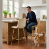 Set 2 scaune de bucatarie/bar, Artool, Pozza, catifea bej deschis, picioare metal auriu, 43x49x102 cm