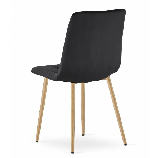 Set 4 scaune bucatarie/living, Artool, Libra, catifea neagra, picioare metal natur, 45x54x86.5 cm