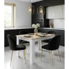 Set 4 scaune bucatarie/living, Artool, Inca, catifea neagra, picioare metal auriu, 49x55x78 cm