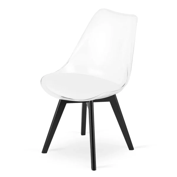 Set 4 scaune bucatarie/living, Artool, Mark, PP transparent, picioare negre, 49x43x82 cm