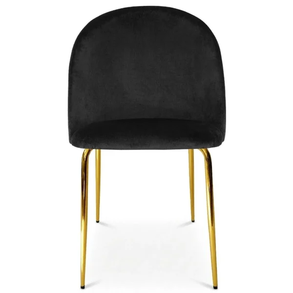 Set 4 scaune bucatarie/living, Artool, Inca, catifea neagra, picioare metal auriu, 49x55x78 cm