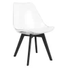 Set 4 scaune bucatarie/living, Artool, Mark, PP transparent, picioare negre, 49x43x82 cm