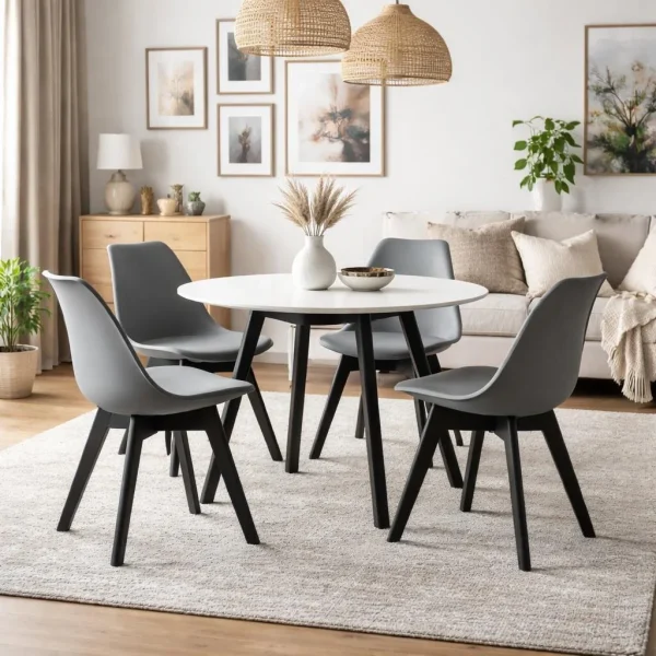 Set 4 scaune bucatarie/living, Artool, Mark, PP grafit, picioare negre, 49x55.5x82.5 cm