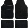 Set Auto Essential AVEX – 5 piese, Covorase Universale Mocheta + Husa Volan Piele Ecologica Perforata, Negru