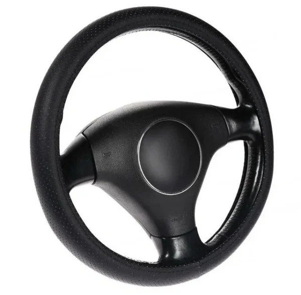 Set Auto Essential AVEX – 5 piese, Covorase Universale Mocheta + Husa Volan Piele Ecologica Perforata, Negru