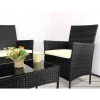 Set mobilier gradina/terasa, poliratan, negru cu perne crem, 1 masa, 2 fotolii, 1 canapea, Medi