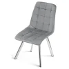 Set 4 scaune bucatarie/living, Artool, Cieza, catifea gri deschis, picioare metal argintiu, 49x60x87 cm