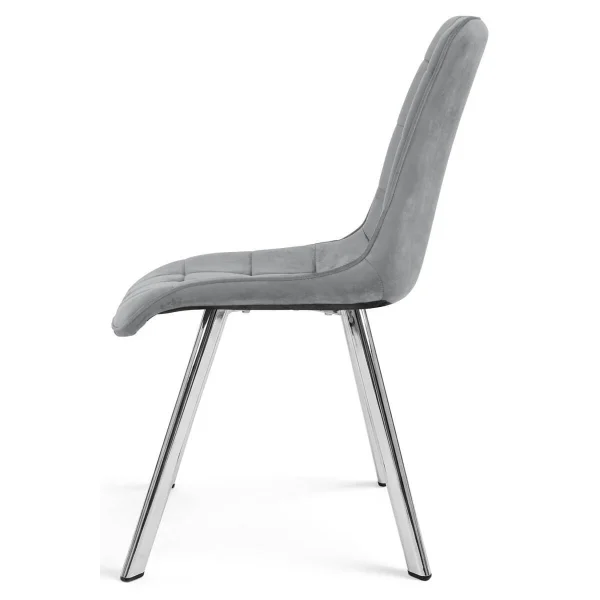 Set 4 scaune bucatarie/living, Artool, Cieza, catifea gri deschis, picioare metal argintiu, 49x60x87 cm