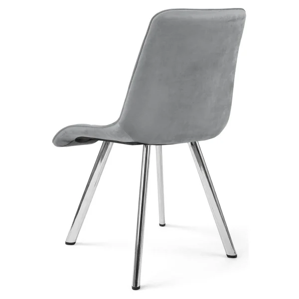 Set 4 scaune bucatarie/living, Artool, Cieza, catifea gri deschis, picioare metal argintiu, 49x60x87 cm
