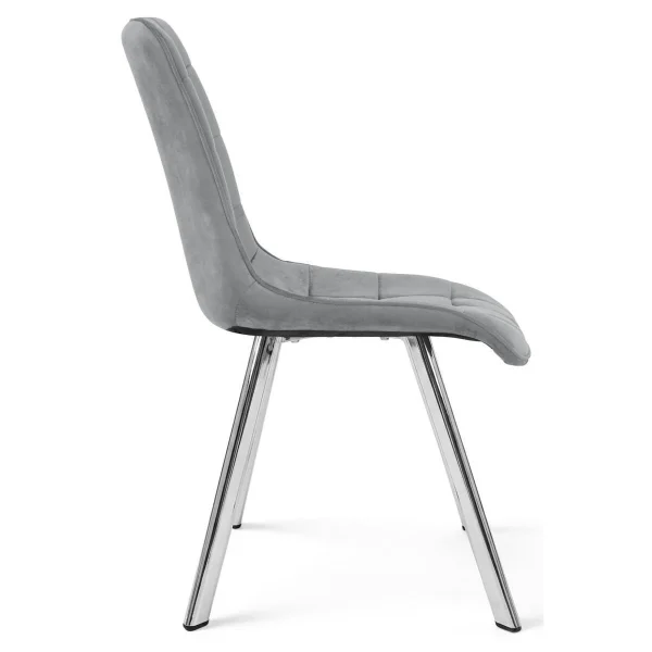 Set 4 scaune bucatarie/living, Artool, Cieza, catifea gri deschis, picioare metal argintiu, 49x60x87 cm