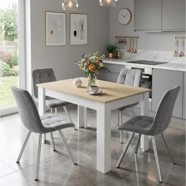 Set 4 scaune bucatarie/living, Artool, Cieza, catifea gri deschis, picioare metal argintiu, 49x60x87 cm