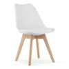 Set 4 scaune bucatarie/living, Artool, Mark, PP alb, picioare lemn natur, 49x43x82 cm