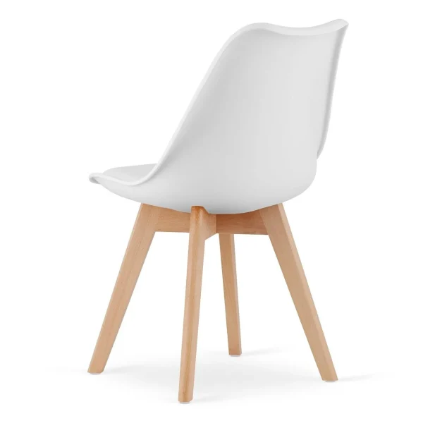 Set 4 scaune bucatarie/living, Artool, Mark, PP alb, picioare lemn natur, 49x43x82 cm