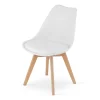 Set 4 scaune bucatarie/living, Artool, Mark, PP alb, picioare lemn natur, 49x43x82 cm