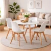 Set 4 scaune bucatarie/living, Artool, Mark, PP alb, picioare lemn natur, 49x43x82 cm