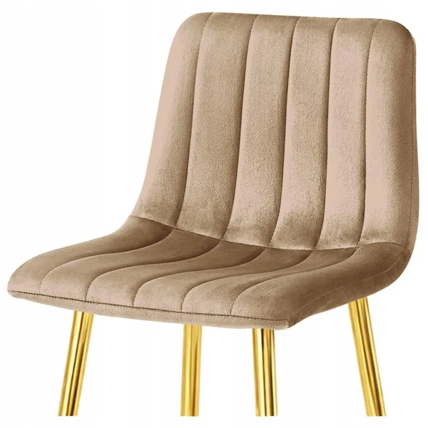 Set 2 scaune de bucatarie/bar, Artool, Pozza, catifea maro, picioare metal auriu, 43x49x102 cm