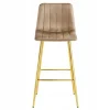 Set 2 scaune de bucatarie/bar, Artool, Pozza, catifea maro, picioare metal auriu, 43x49x102 cm