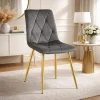 Set 4 scaune bucatarie/living, Artool, Libra, catifea gri inchis, picioare metal auriu, 45x54x86.5 cm