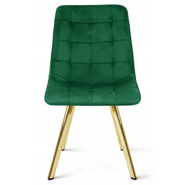 Set 4 scaune bucatarie/living, Artool, Cieza, catifea verde, picioare metal auriu, 49x60x87 cm
